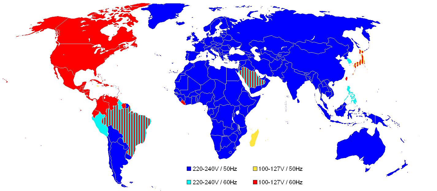 主要國家(地區(qū))電網(wǎng)電壓和頻率、認(rèn)證類型